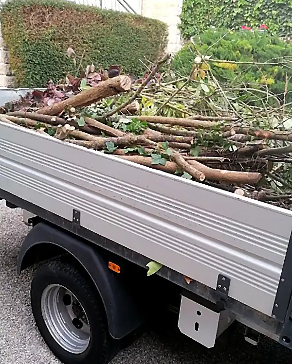 Remorque chargée de déchets verts évacués